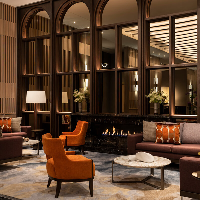 Lobby Seating and Fireplace