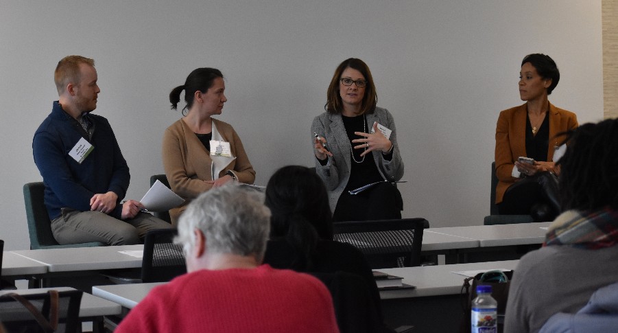 People on a panel discussing diversity and inclusion initiatives