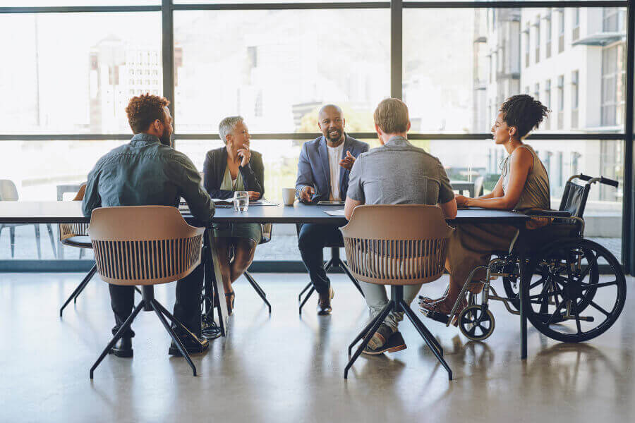 Group of people having a discussion